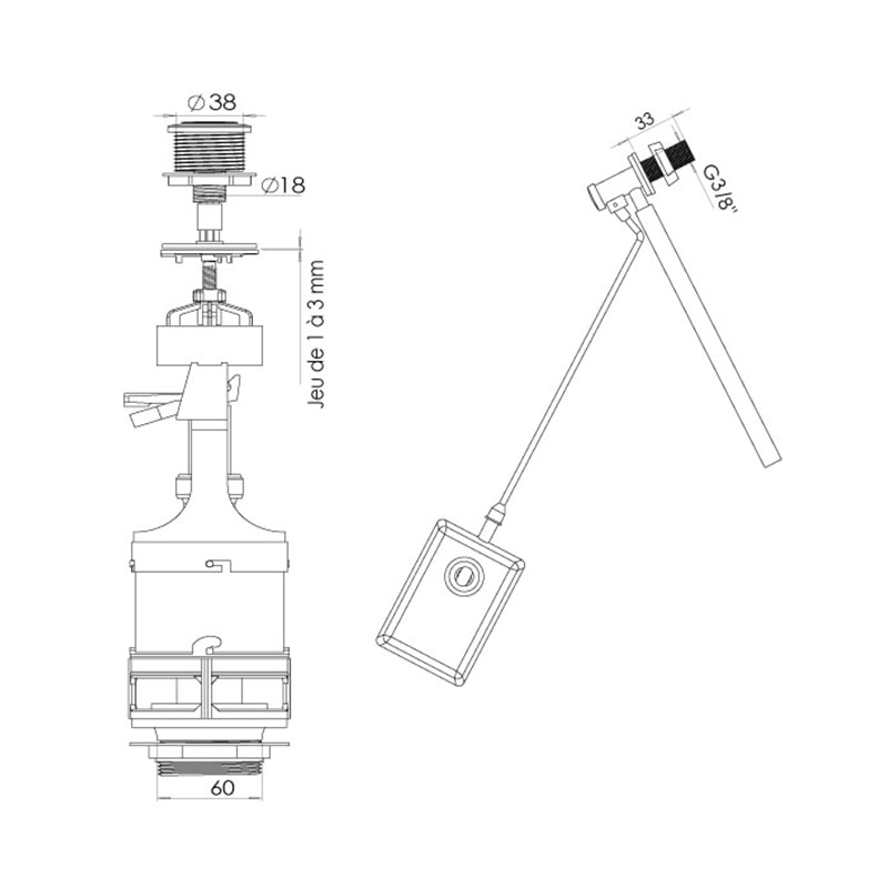 MECANISME DE CHASSE POUSSOIR ROSA EJIM