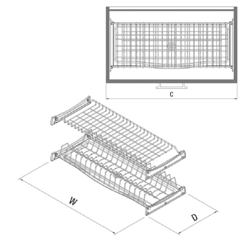 PORTE ASSIETTE-VERRE FIXE FACE ALLUMINUIM 90CM REF S5162-C