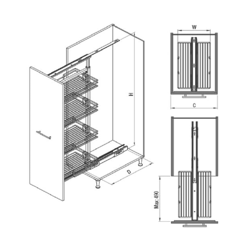 CHARIOT 4PANIERS STARAX 45CM REF S1522-C