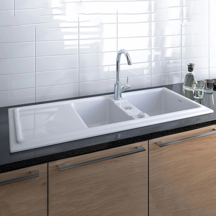 EVIER ENCASTRE DURAVIT CASSIA 116X510 BLANC