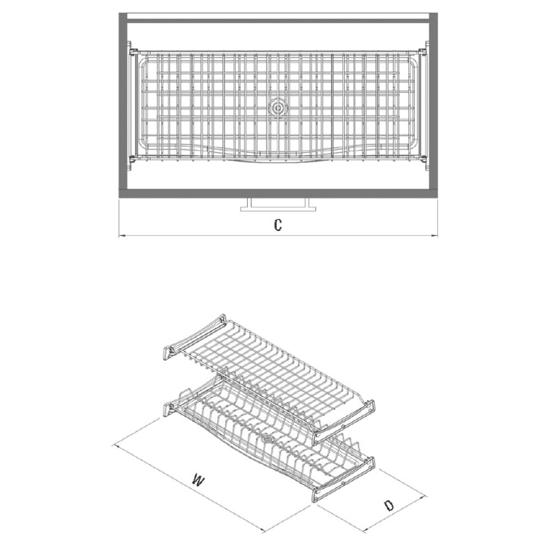 PORTE ASSIETTE-VERRE INOX 60CM REF S5341
