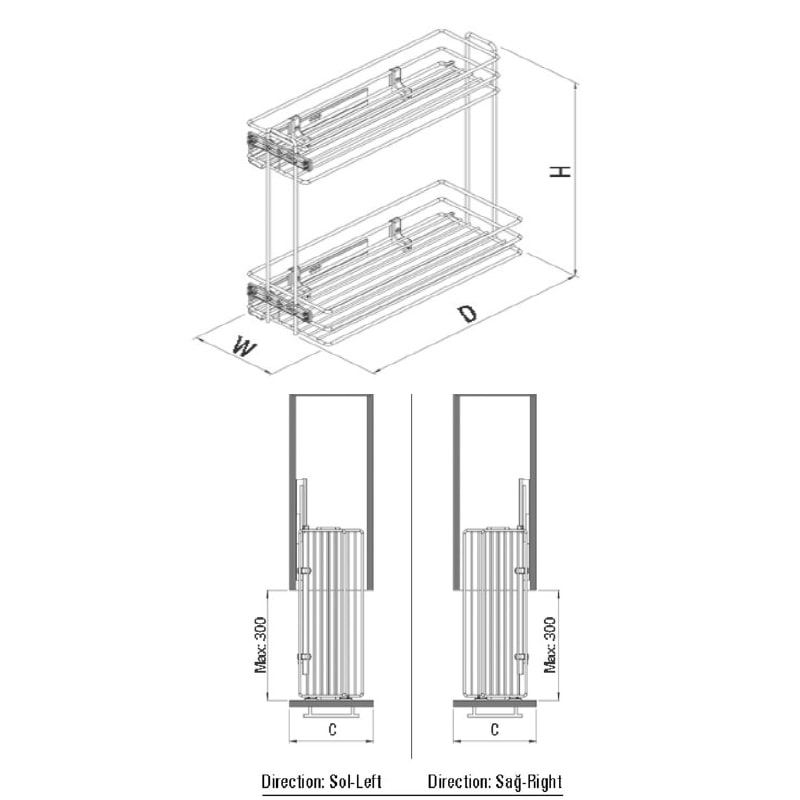 PORTE DETERGENT GAUCHE STARAX 25CM REF S2427-C