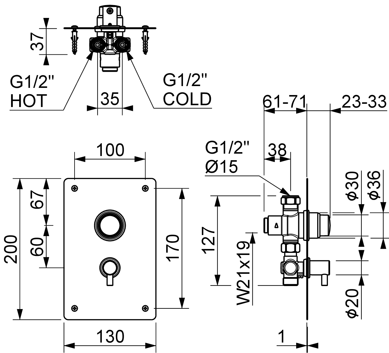 ROBINET ENCASTRABLE  D'URINOI MIX 9005 MCM