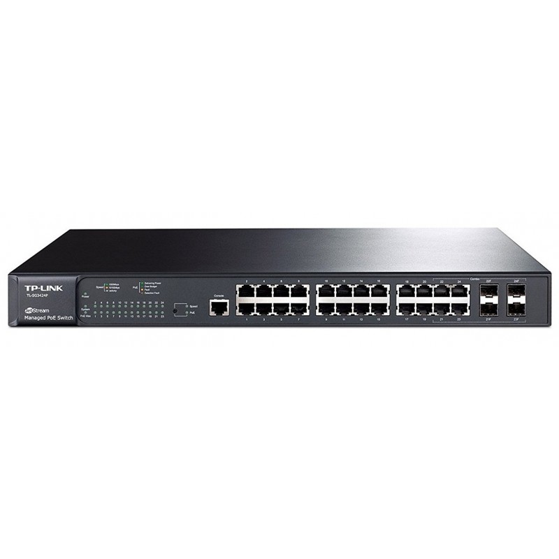 Switch TP-Link 24 Ports PoE Gigabit niveau 2  / 24 ports Gigabit PoE avec 4 emplacements combinés SFP