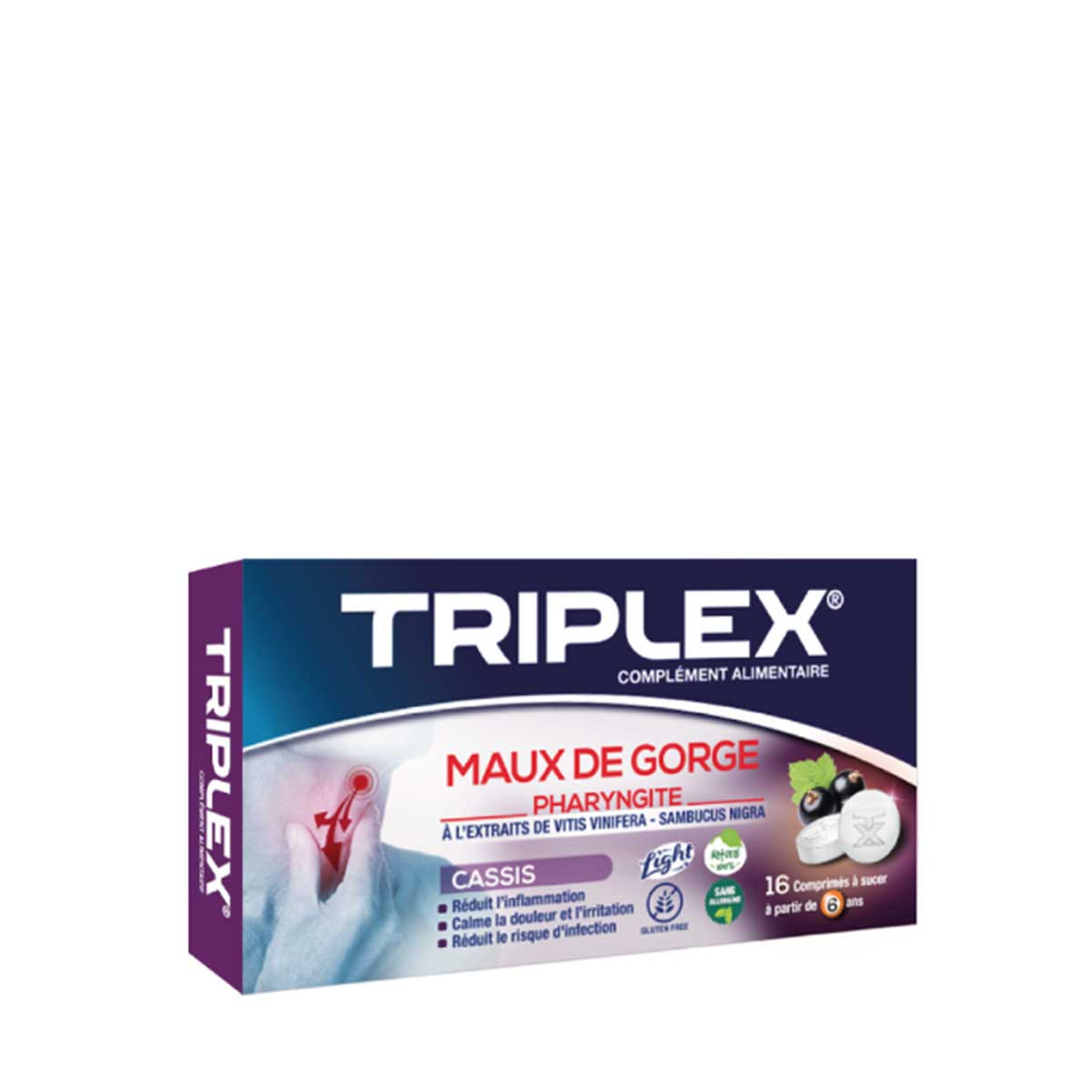 Triplex - Maux de Gorge Cassis - 16 comprimés