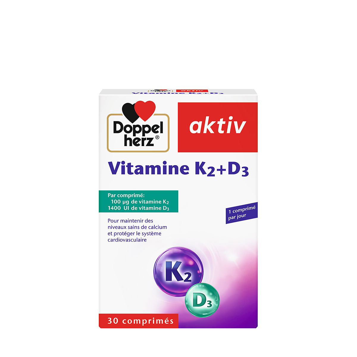 Doppel herz activ - Vitamine K2 + D3 - 30 comprimés