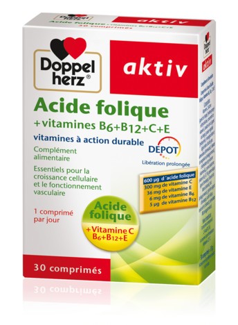 Doppel herz Aktiv - Complément alimentaire - Acide folique + Vit B+C+E - 30 Comprimés