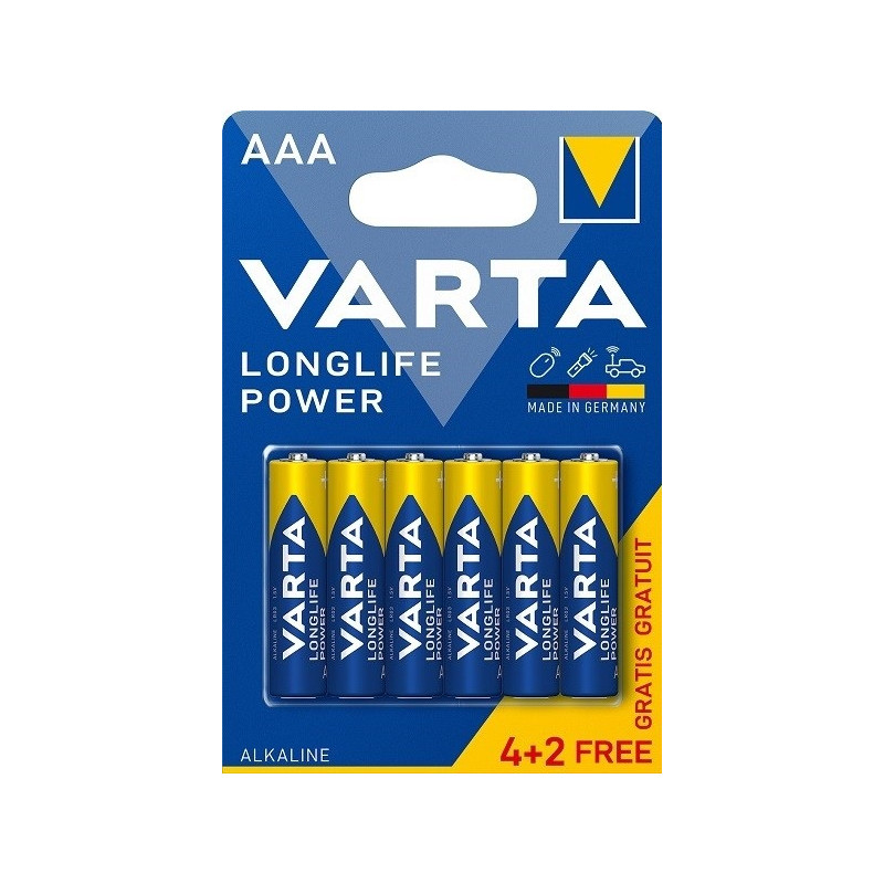 6 PILE VARTA LONGLIFE POWER LR03 BP6