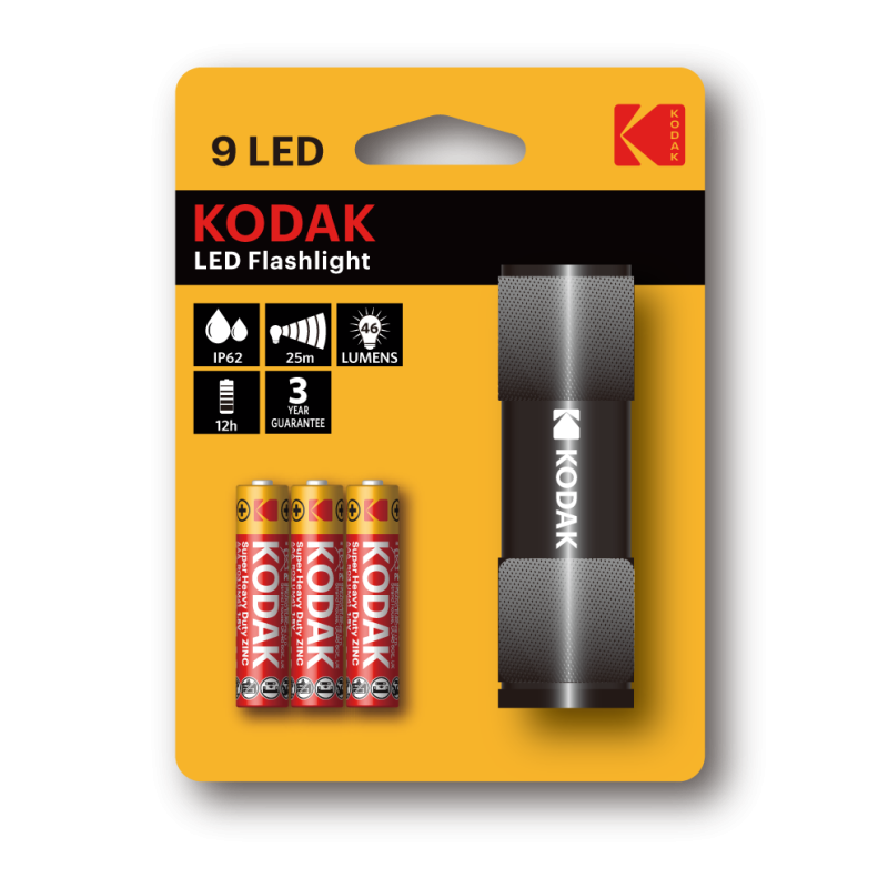 TORCHE KODAK 9 LED FLASHLIGHT+ 3 AAA  / noir