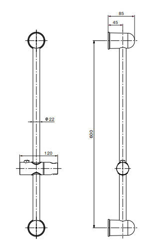 BARRE DE DOUCHE CHROMÉE JASMIN SOPAL
