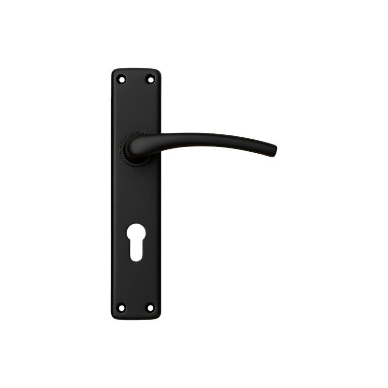 POIGNÉE DE PORTE SUR PLAQUE 605 POLARIS GRAND TROU NOIR BELLA CASA