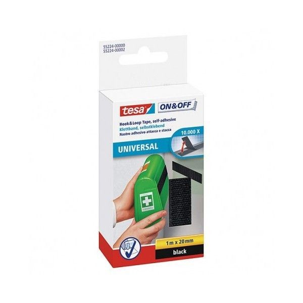 SCRATCH VELCRO DECOUPABLE 1M/20MM NOIR TESA