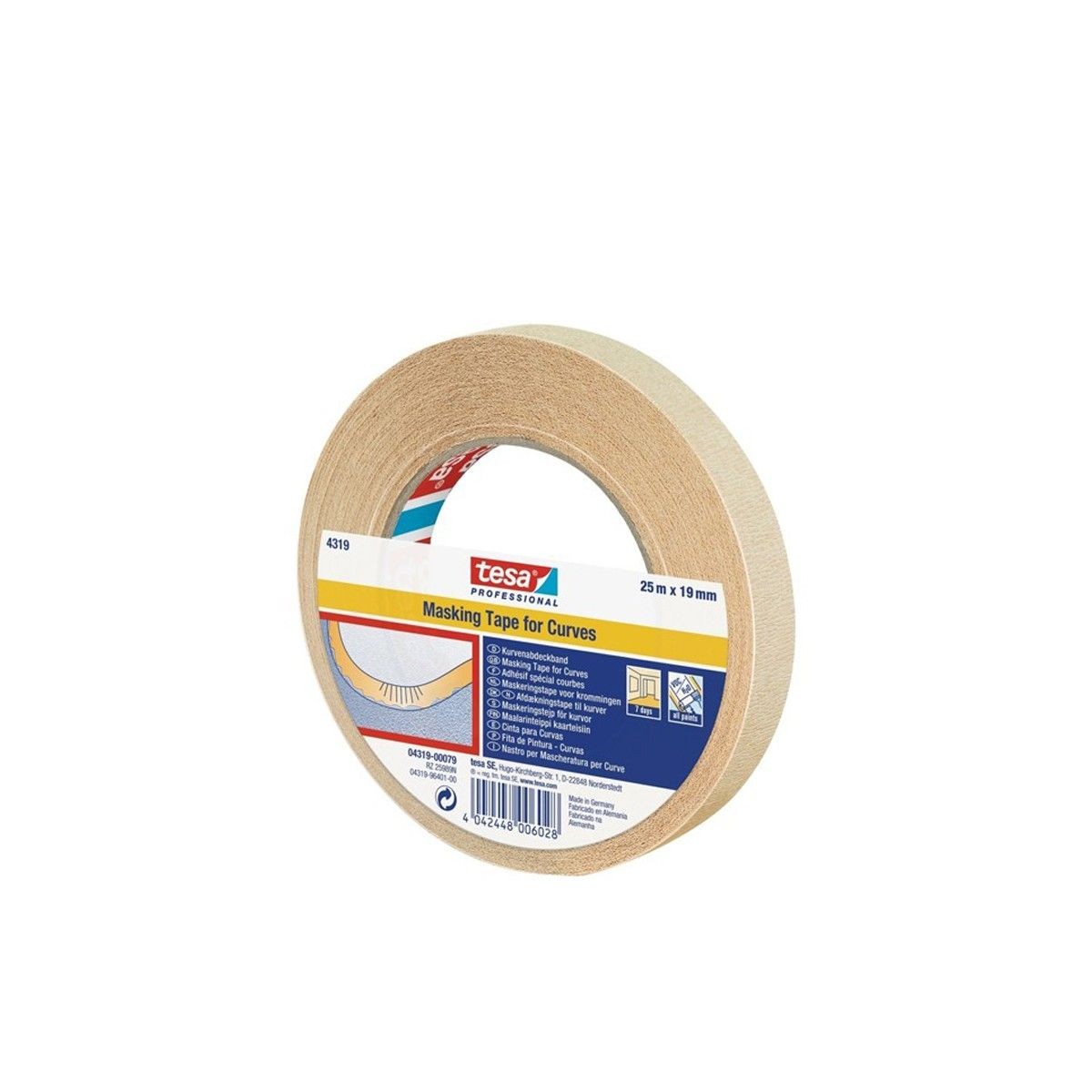 RUBAN ADHÉSIF DE MASQUAGE SPÉCIAL COURBES 25Mx19MM TESA