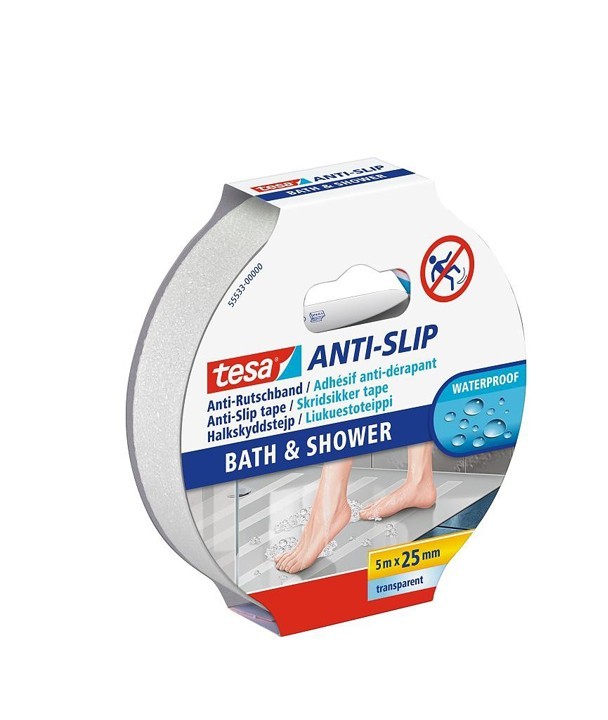 ADHÉSIF ANTIDÉRAPANT BAIN ET DOUCHE 5Mx25MM TESA