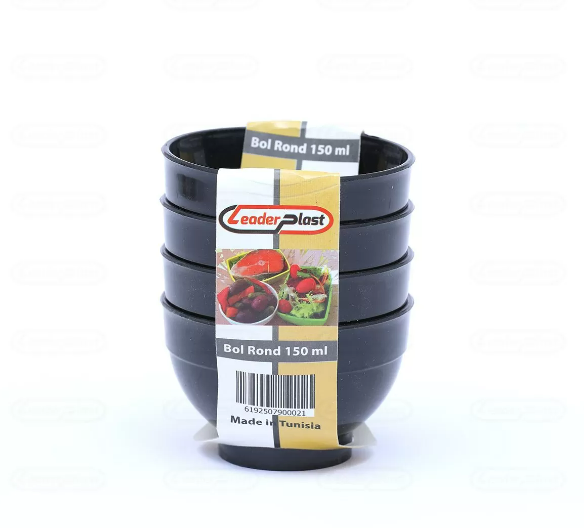 LOT DE 4 MINIS BOLS RONDS EN PLASTIQUE 150 ML COULEURS LEADERPLAST