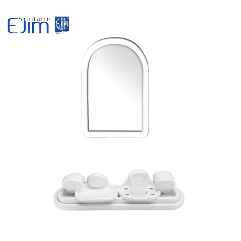 ENSEMBLE SALLE DE BAIN BLANC 8 PIECES AVEC MIROIR EJIM