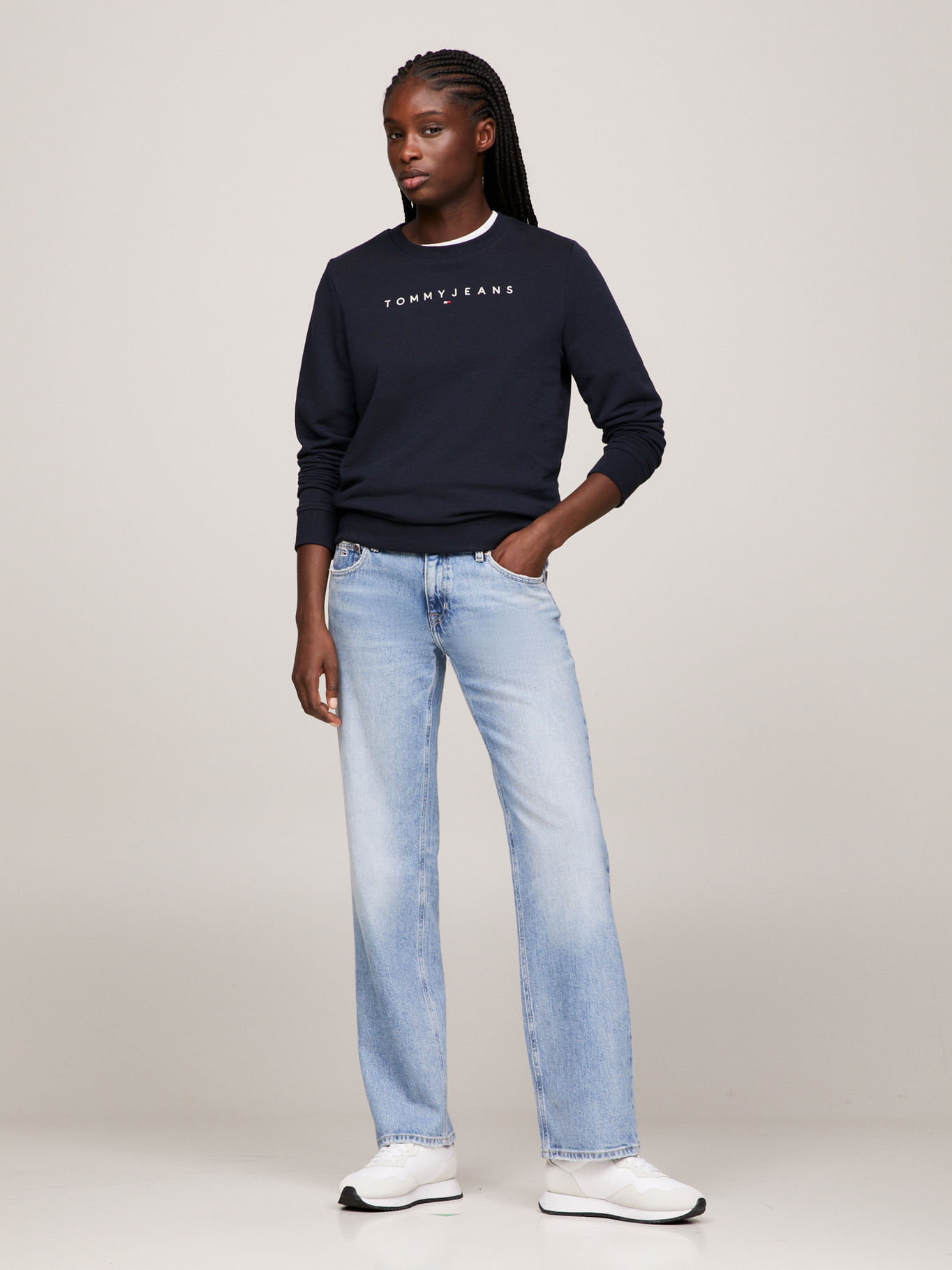 Tommy Jeans – Sweatshirt Essential Linear Logo – Bleu Marine