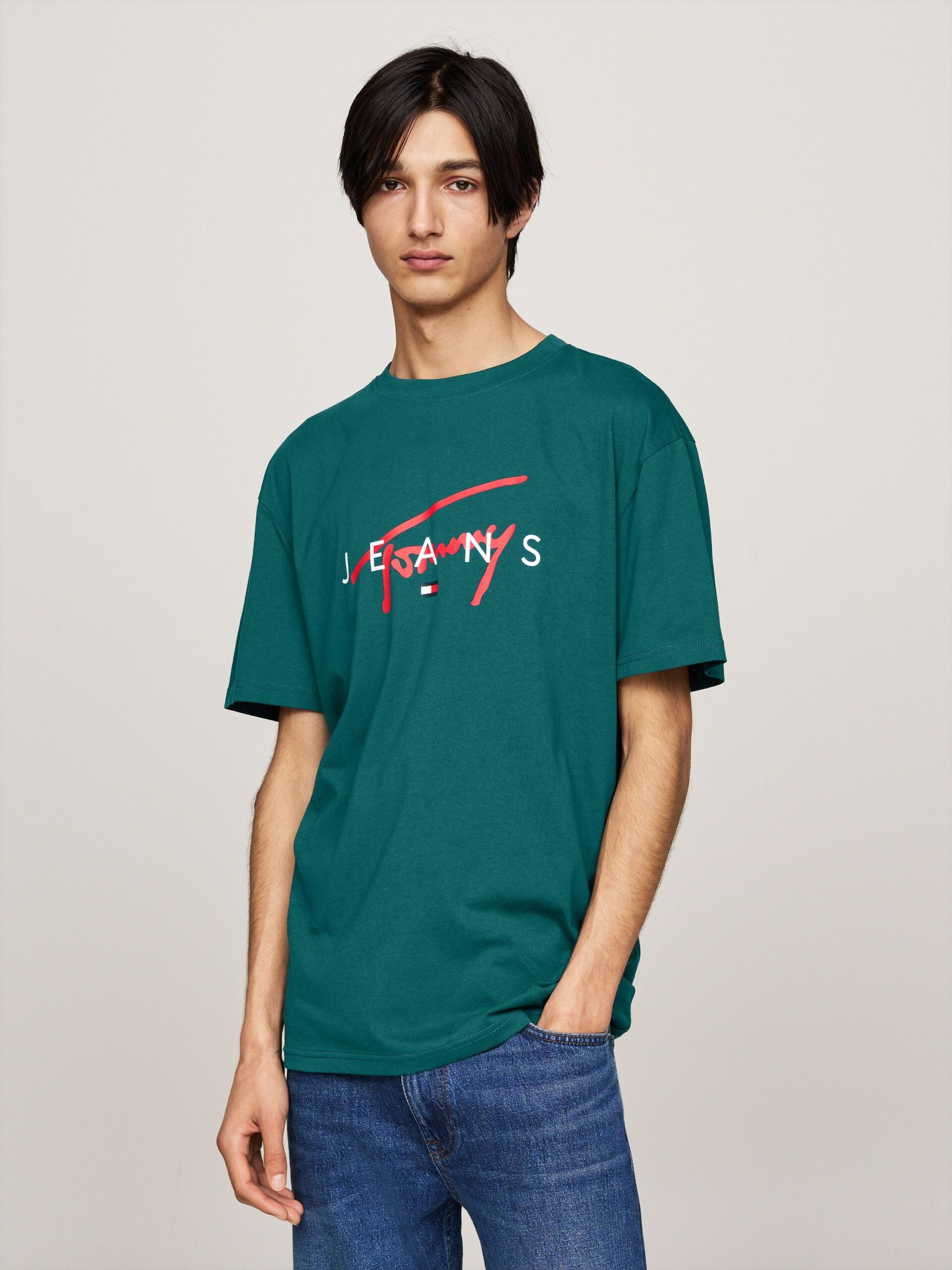 Tommy Jeans – Camiseta Tommy Jeans Firma Tommy – vert