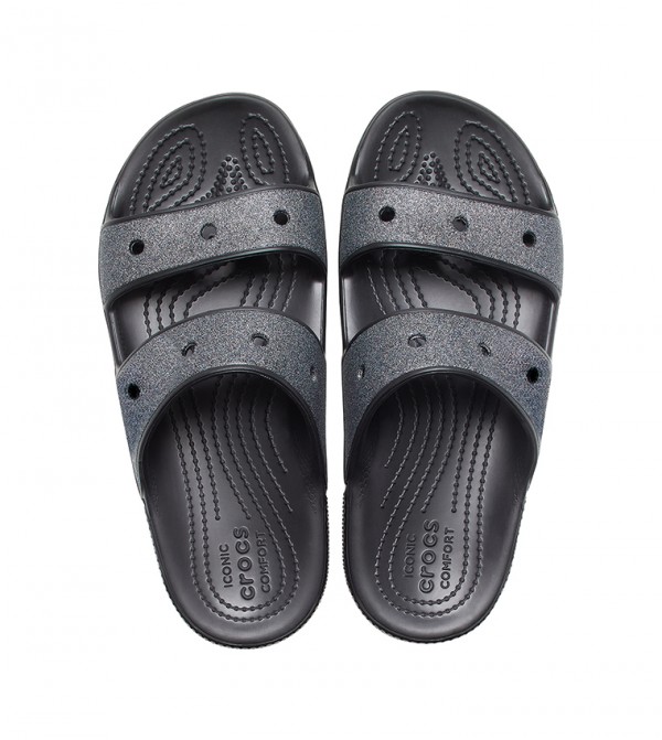 Crocs – Sandale classique Croc Glitter II – Noir