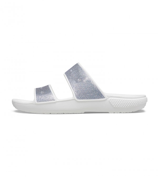Crocs – Sandale classique Croc Glitter II – Blanc