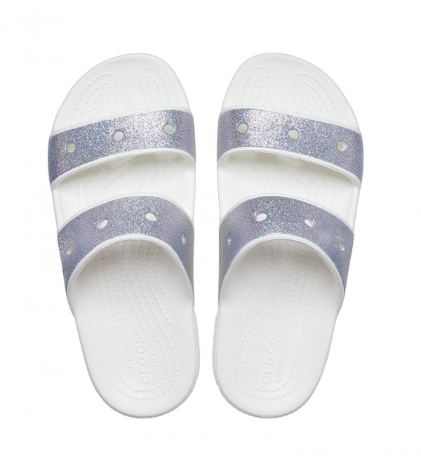 Crocs – Sandale classique Croc Glitter II – Blanc