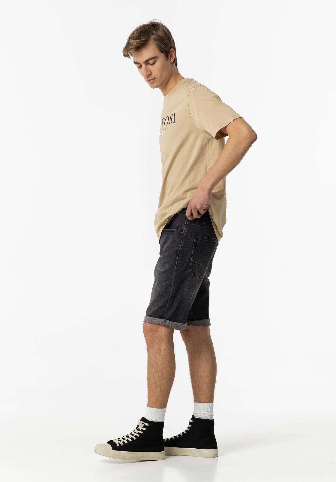 Tiffosi Homme – Short avec taille élastique noir