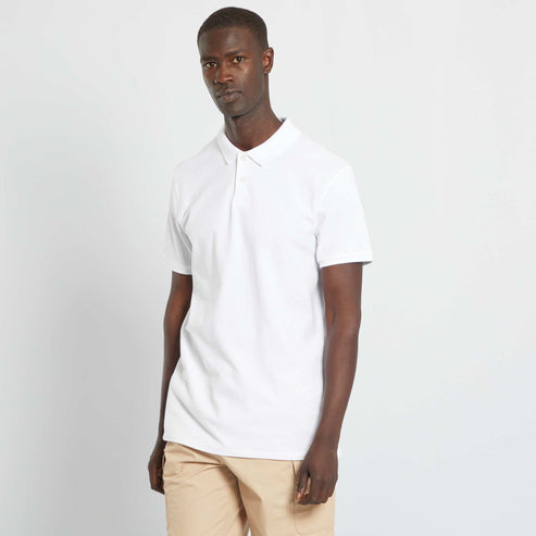 Kiabi Homme – Polo en piqué de coton blanc