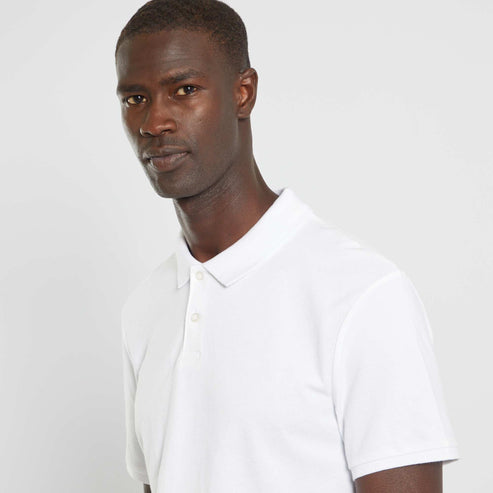 Kiabi Homme – Polo en piqué de coton blanc