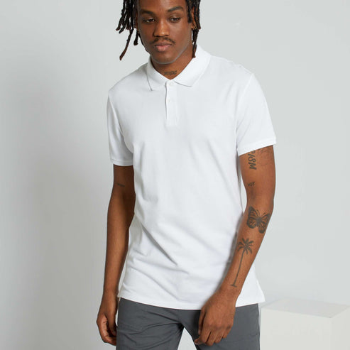 Kiabi Homme – Polo en piqué de coton blanc