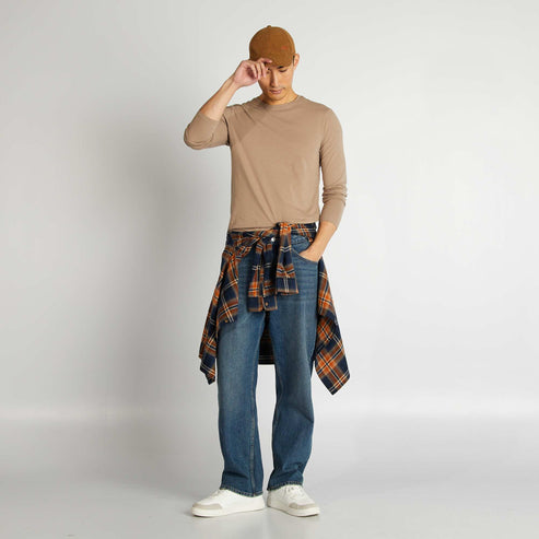 Kiabi – T-shirt à manches longues muscle fit Beige