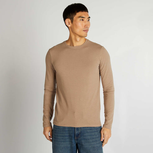 Kiabi – T-shirt à manches longues muscle fit Beige