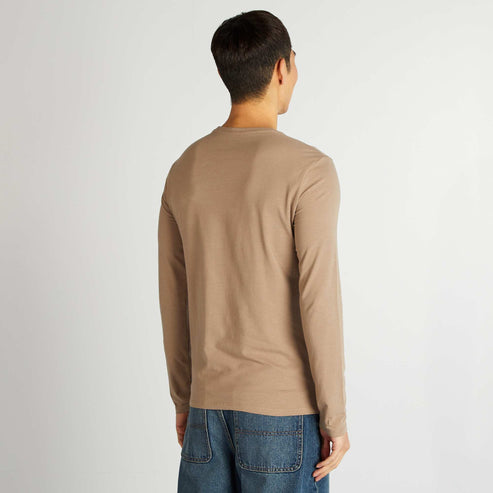 Kiabi – T-shirt à manches longues muscle fit Beige