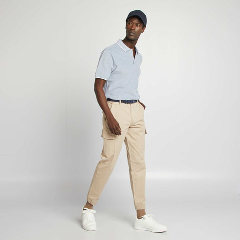 Kiabi – Polo en piqué  de coton BLEU MOULINé