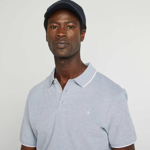 Kiabi – Polo en piqué  de coton BLEU MOULINé