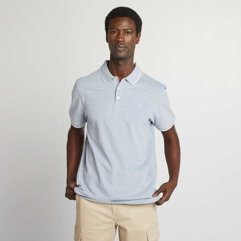 Kiabi – Polo en piqué  de coton BLEU MOULINé