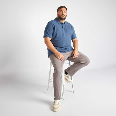 Kiabi – Polo en coton à contrastes Bleu