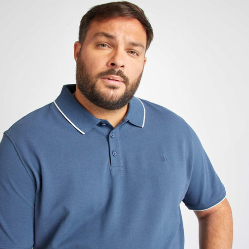 Kiabi – Polo en coton à contrastes Bleu