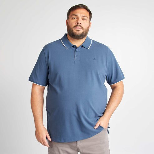 Kiabi – Polo en coton à contrastes Bleu