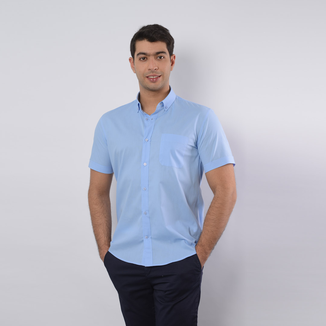 Lee Cooper – Chem.Mc Straight Col Boutonné Avec Poche – Bleu Ciel