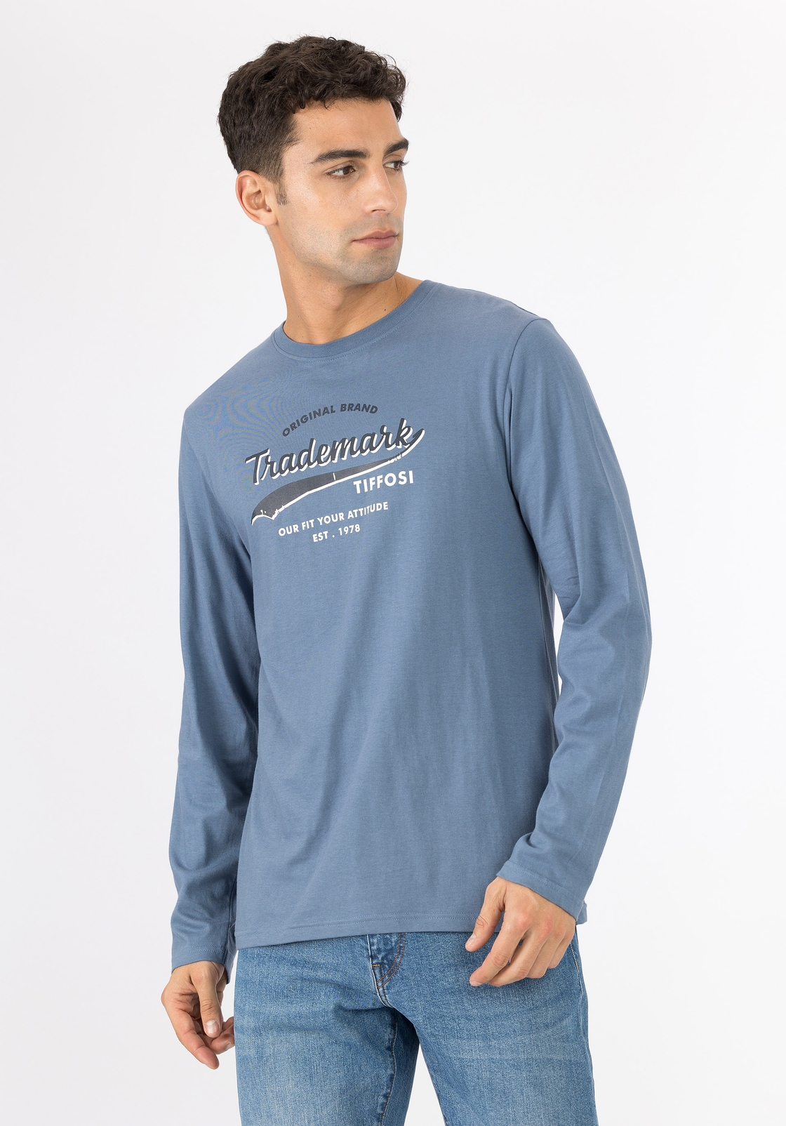 TIFFOSI Homme – T-shirt avec imprimé sur le devant – Bleu