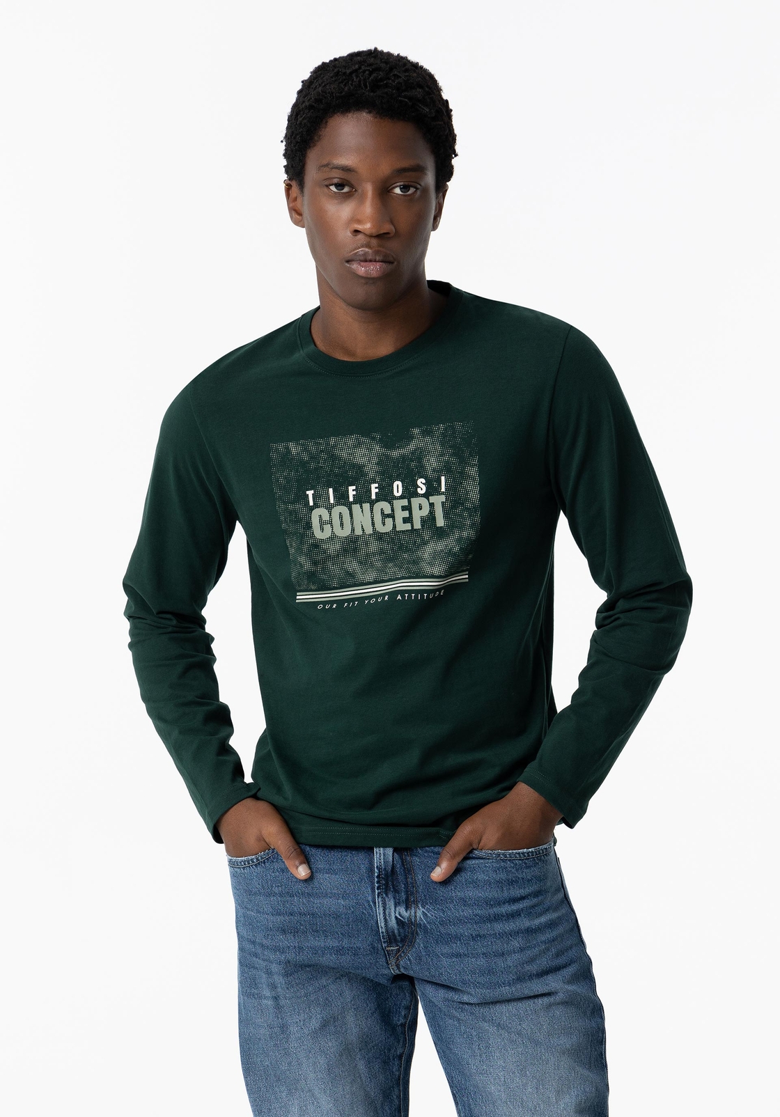 TIFFOSI Homme – T-shirt avec imprimé sur le devant – Vert Concept