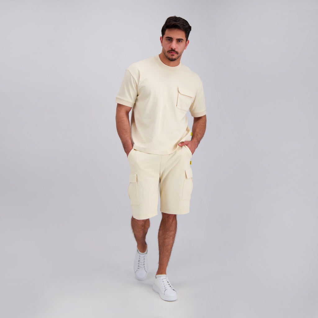 Kontakt – Short cargo homme en molleton – Beige