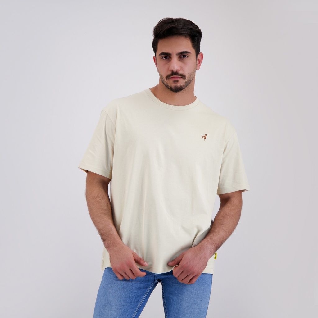 KONTAKT – T-shirt oversized pour homme manches courtes POISSON – Beige