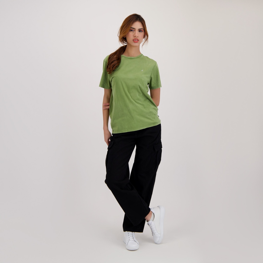 Kontakt – T-shirt unisexe manches courtes délavé – Vert Délavé.