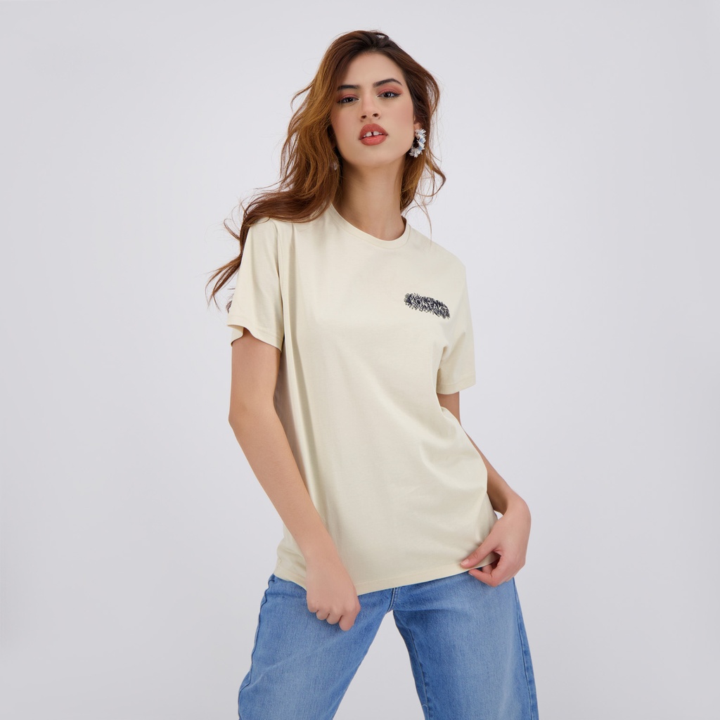 Kontakt – T-shirt unisexe manches courtes KONTAKT EFFILOCHÉ – Beige.