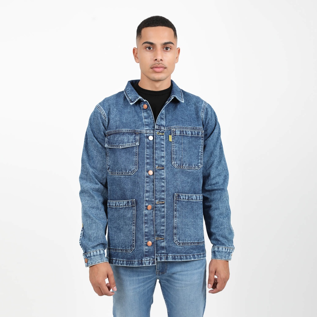 Kontakt – Workwear jacket pour homme en jeans-WAEL  – Jeans Bleu Moyen