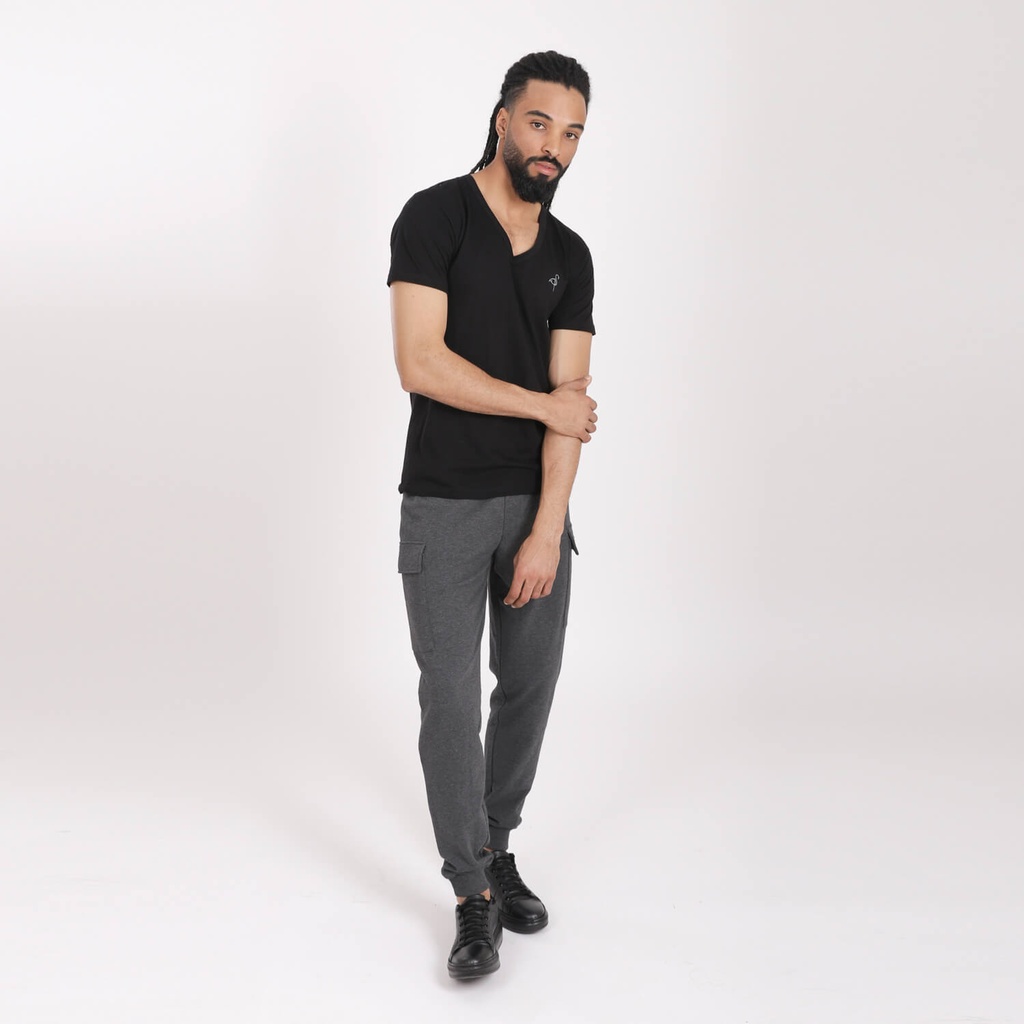 Kontakt – Jogger pour homme avec poches cargo  – Gris Chiné Foncé