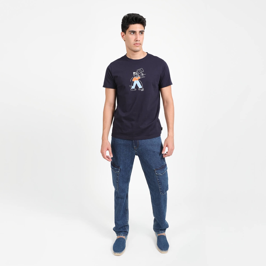 Kontakt – Cargo jeans pour homme – KAMIL – Bleu Moyen