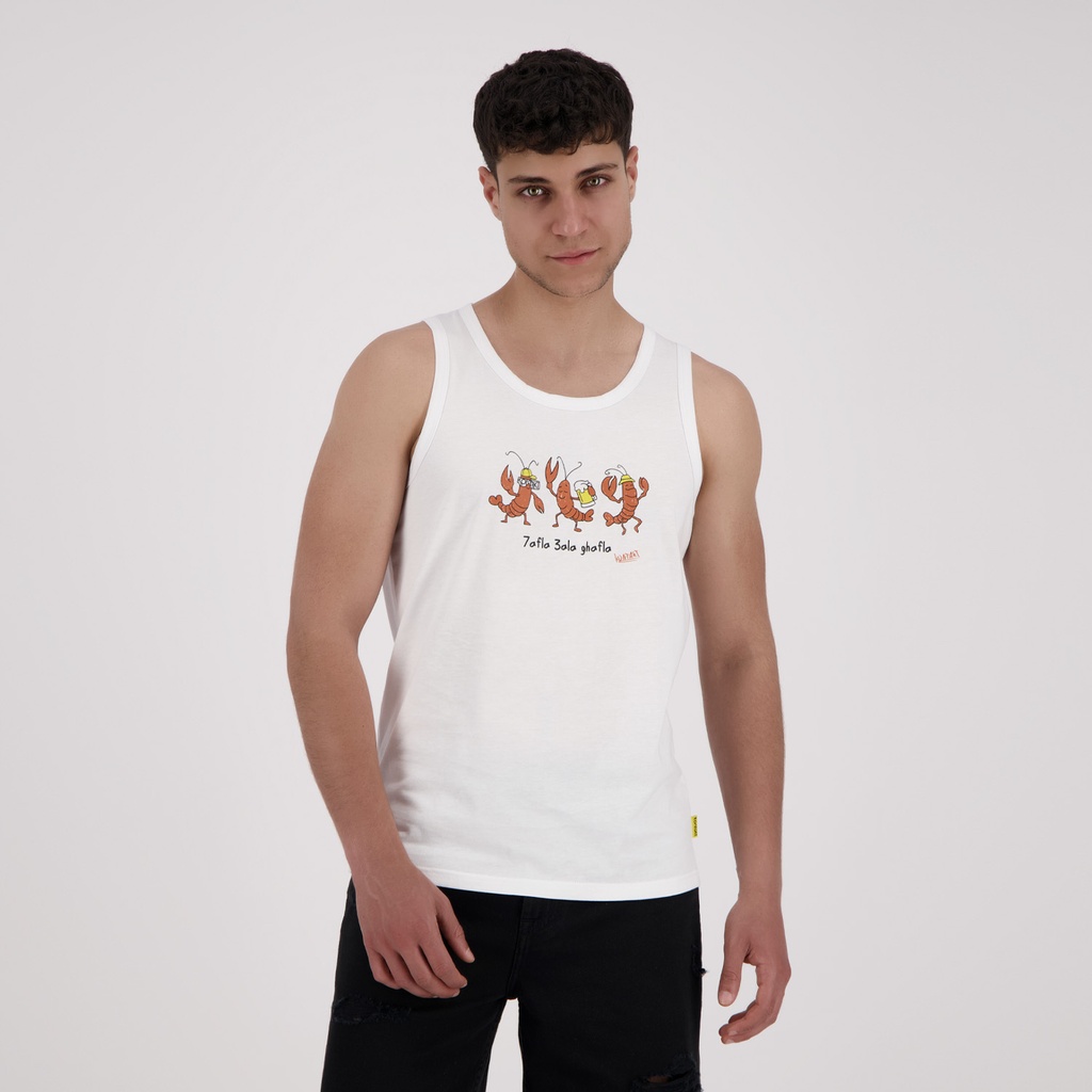 KONTAKT – Débardeur homme 7AFLA 3ALA GHAFLA – Blanc