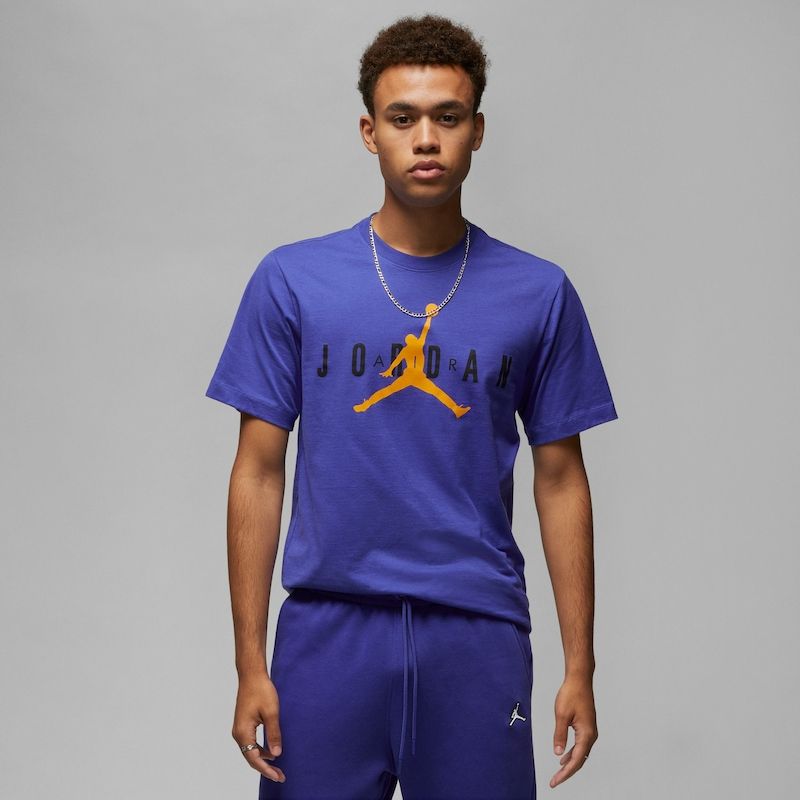 Nike Homme – T-shirt Jordan Air Wordmark pour homme – Jaune Bleu